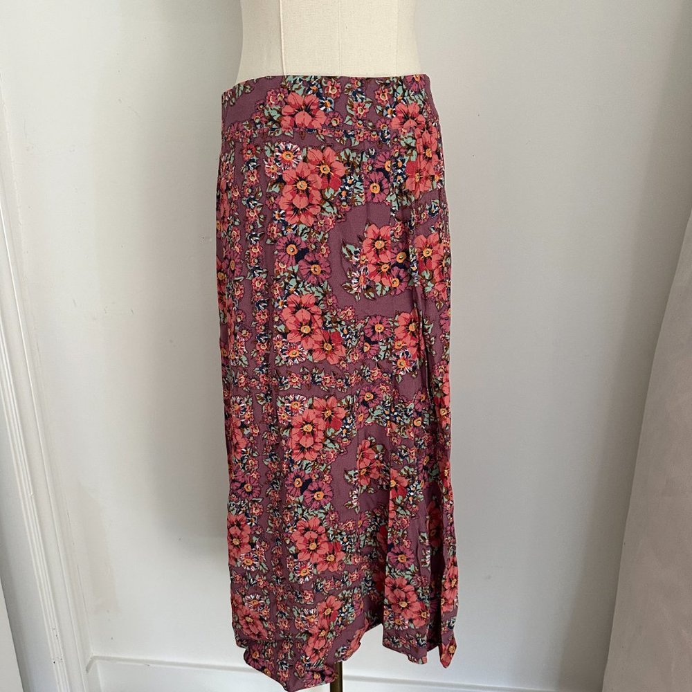 Sezane Tabata Skirt Purple Flowers Women's Size 6